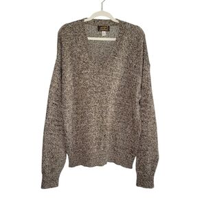 Eddie Bauer Men's Vintage 90s Wool V-Neck Pullover Sweater Size L Marled Brown